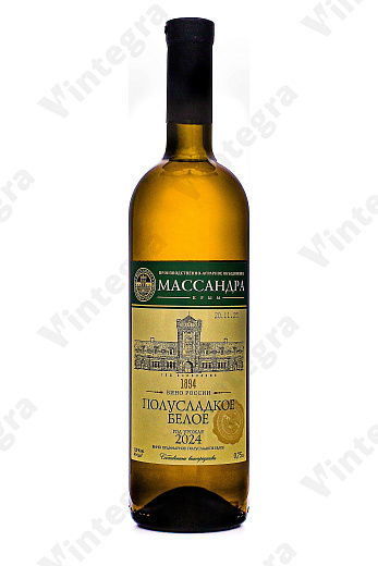 Массандра Полусладкое Белое, 2024, полусладкое, 0.75 л., 11%, Россия