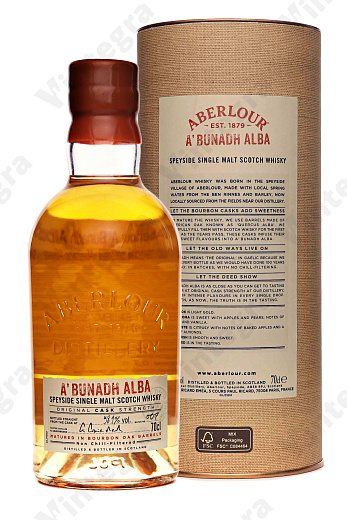 Aberlour A'Bunadh Alba Speyside Single Malt, 0.7 л., 58.9%, Великобритания, подарочная упаковка, в тубе