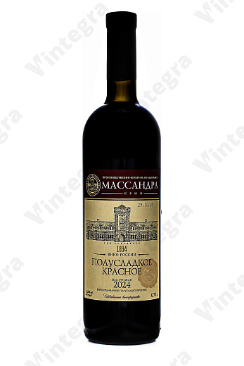 Массандра Полусладкое Красное, 2024, полусладкое, 0.75 л., 12%, Россия