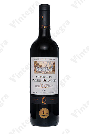 Chateau de Paillet-Quancard Cadillac-Cotes de Bordeaux, 2018, сухое, 0.75 л., 14%, Франция