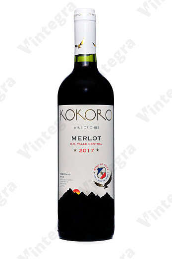 Kokoro Merlot, 2017, сухое, 0.75 л., 12.5%, Чили