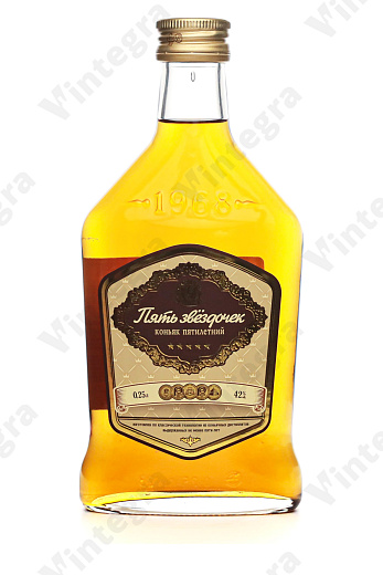 Сордис Пять звёздочек 5 лет, 0.25 л., 40%, Россия