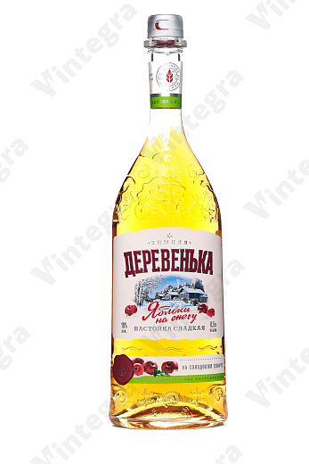 Зимняя деревенька Яблоки на снегу