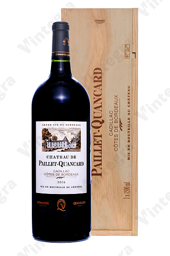 Chateau de Paillet-Quancard Cadillac-Cotes de Bordeaux, 2016, сухое, 1.5 л., 13.5%, Франция, подарочная упаковка