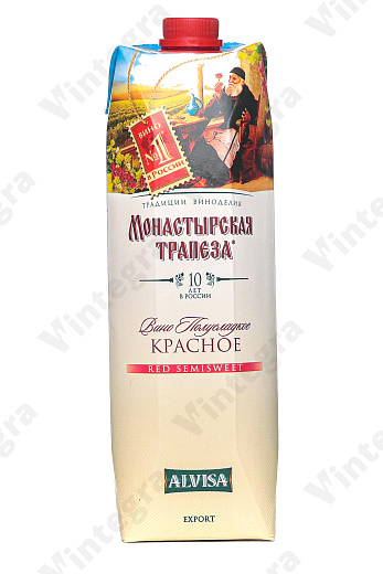 Алвиса Монастырская Трапеза, полусладкое, 1 л., Россия, Тетра Пак