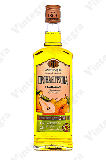 Славные Традиции пряная груша с коньяком, 0.5 л., 19%, Россия