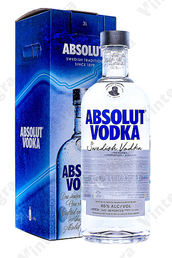 Absolut Swedish Vodka, 3 л., 40%, Швеция