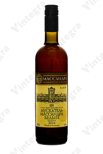 Мускатель Массандра Белый, 2024, 0.75 л., 16%, Россия