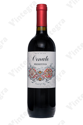 "Ornato" Primitivo Puglia IGT, 2021, сухое, 0.75 л., 13%, Италия