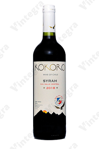 Kokoro Syrah Valle Central DO, 2018, сухое, 0.75 л., 12.5%, Чили