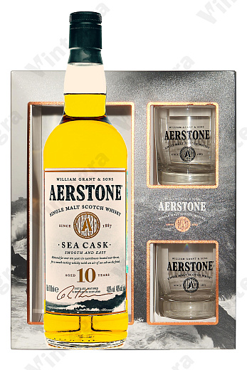Aerstone Sea Cask 10 years old, 0.7 л., Великобритания, подарочная упаковка с двумя бокалами