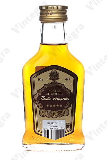 Сордис Пять звёздочек 5 лет, 0.1 л., 40%, Россия