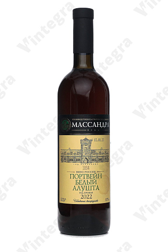 Портвейн Алушта, белый, 2022, 0.75 л., 17%, Россия