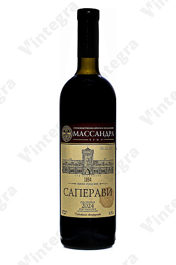Массандра Саперави, 2024, полусладкое, 0.75 л., 12%, Россия