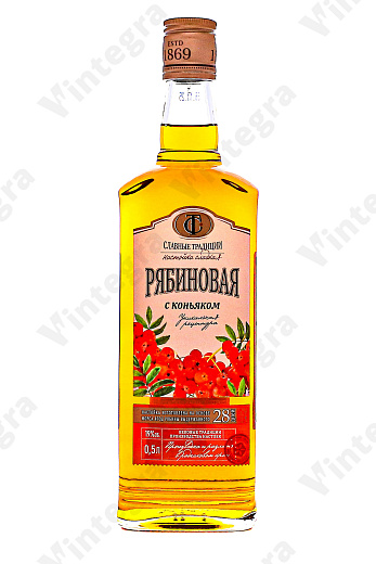 Славные Традиции рябиновая с коньяком, 0.5 л., 19%, Россия