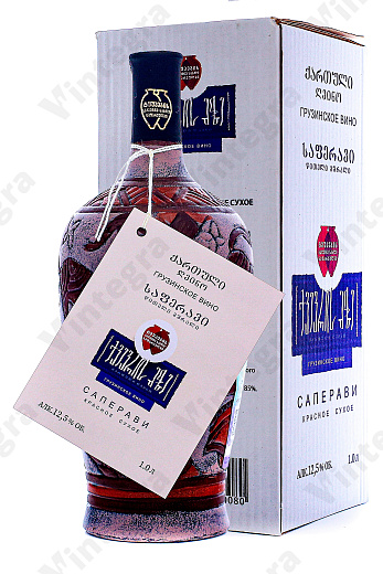 Саперави, 2023, сухое, 1 л., 12.5%, Грузия, керамическая бутылка, подарочная упаковка