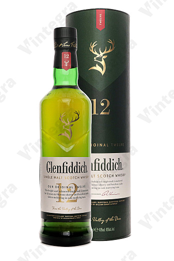 Glenfiddich 12 years old, 0.7 л., 40%, Великобритания, в тубе