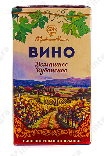 Домашнее Кубанское, 2024, полусладкое, 1 л., 12%, Россия, Тетра Пак