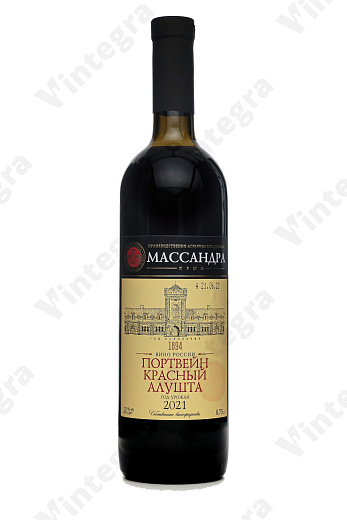 Массандра Портвейн Красный Алушта, 2021, 0.75 л., 17%, Россия