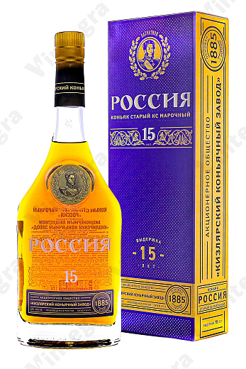 Россия КС 15 лет, 0.5 л., 40.1%, сувенирная бутылка, подарочная упаковка