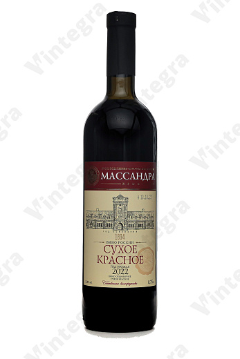 Массандра, красное, сухое, 2022, сухое, 0.75 л., 12%, Россия